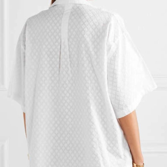 Rhode Resort Oliver Fil Coupe Cotton White Shirt Top Buttondown S New - Picture 3 of 9